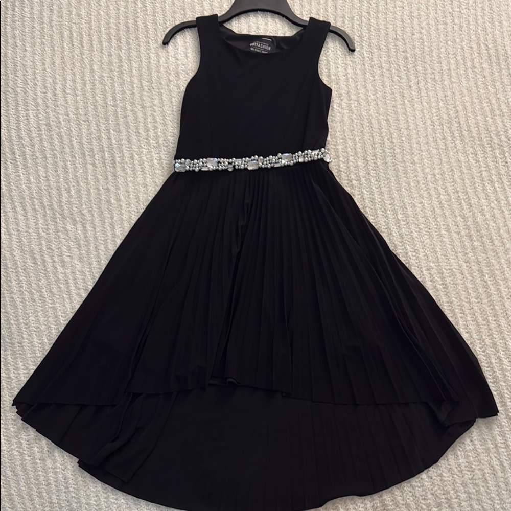 Elegant Black Kids Dress with Beaded Waist
